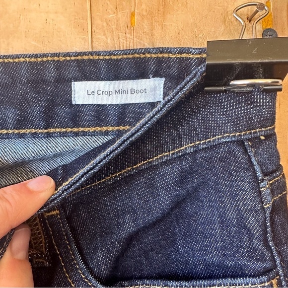 Frame Le Crop Mini Boot Rolled Hem Dark Wash Denim Jean - Picture 13 of 14